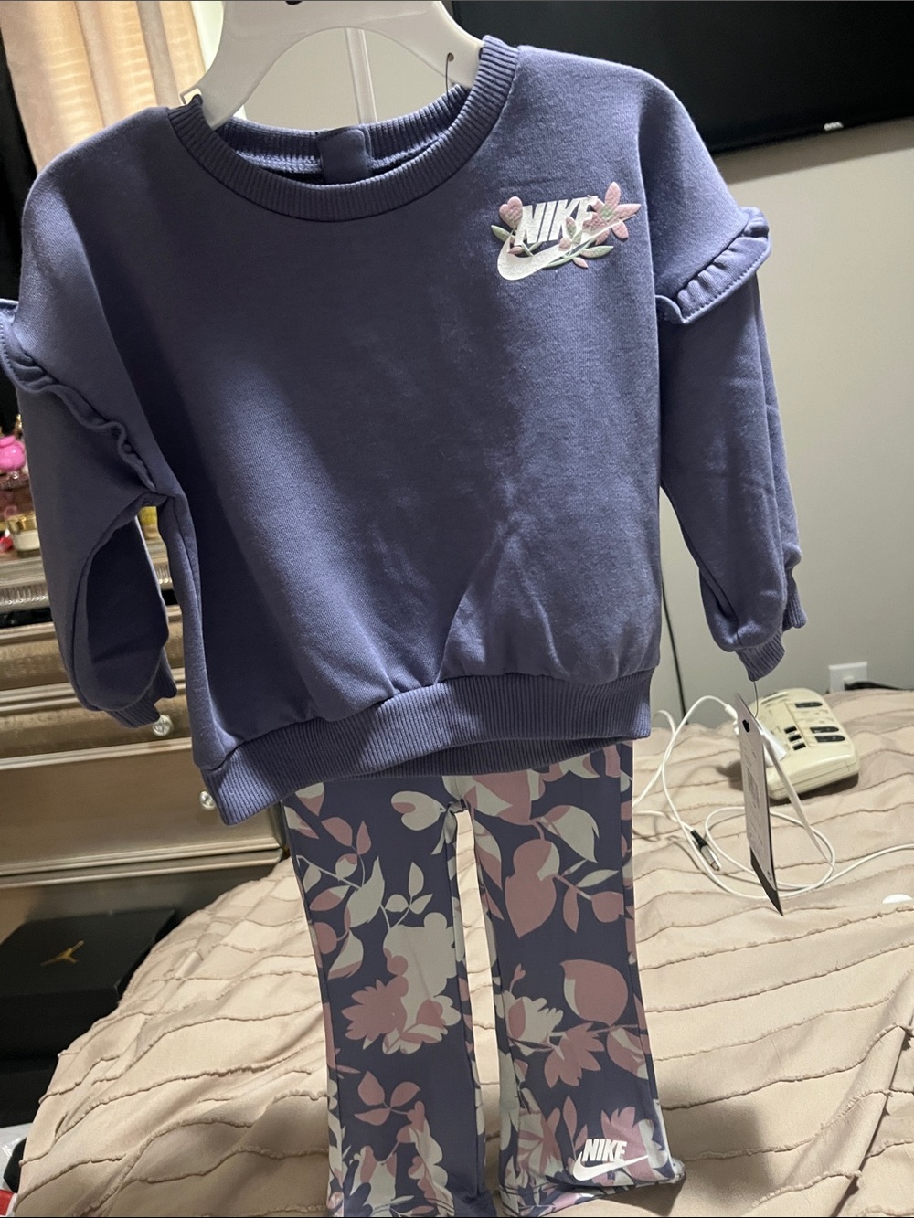 Nike Kids Purple Floral Print Legging Set